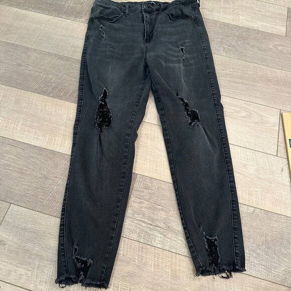 FASHIONNOVA WOMENS BLACK JEANS SIZE 15/32 - Picture 1 of 7